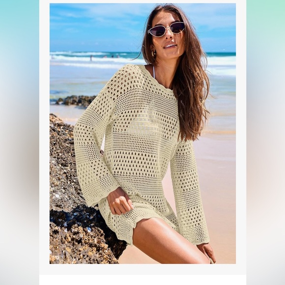Women Swimsuit Crochet Swim Cover Up 2025 Summer Bathing Suit Swimwear Mesh Knit - Picture 1 of 5
